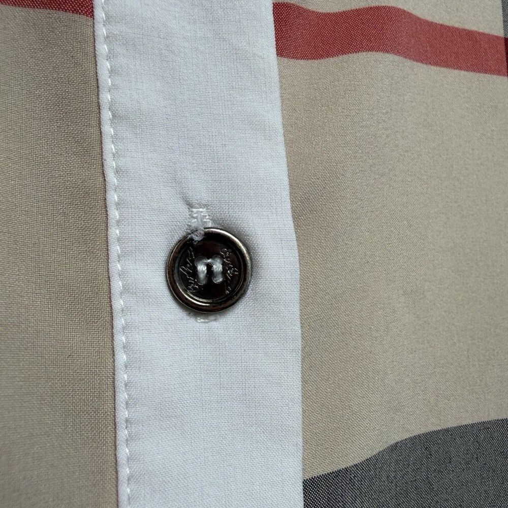 Burberry Brit Shirt Check Trim Women's Sz L Long Sleeve Cotton Career Designer - Picture 7 of 16